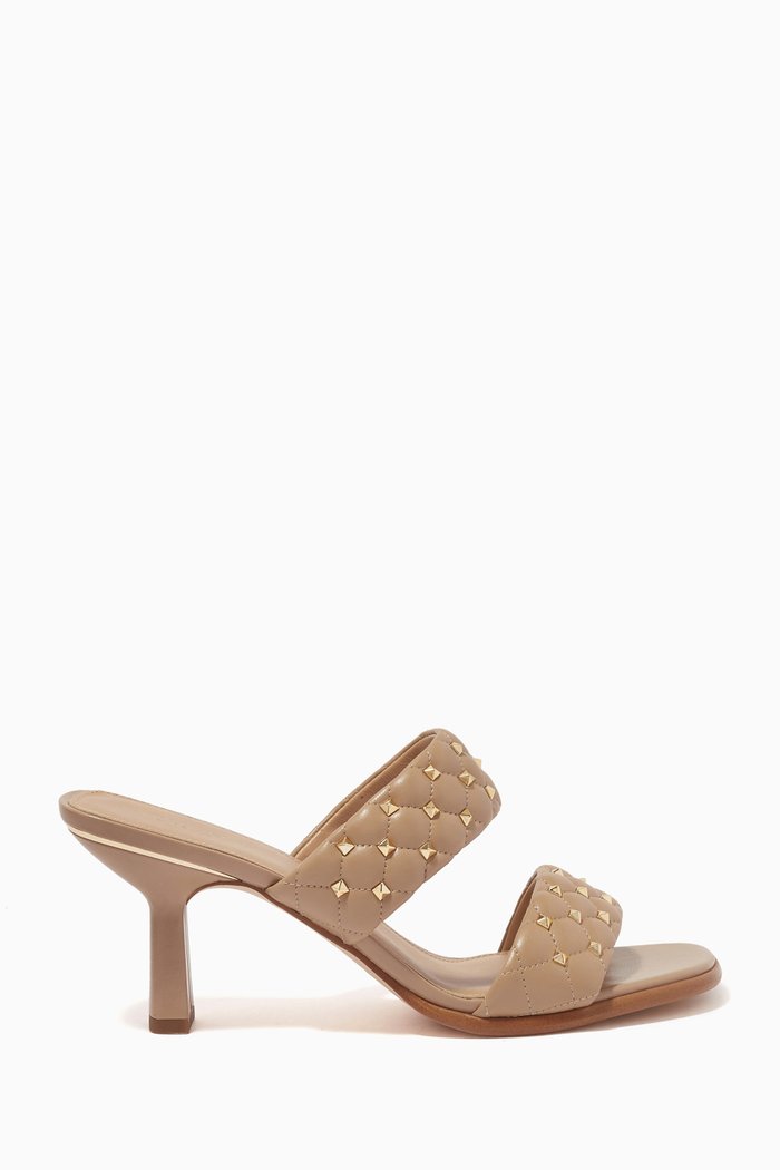 

Amelia 75 Mules in Matelassé Faux Leather, Brown