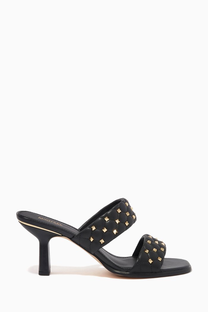 

Amelia 75 Mules in Matelassé Faux Leather, Black