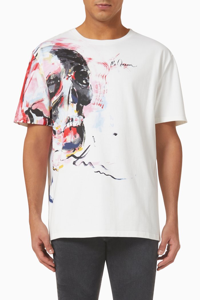 

Engineered Paint Skull T-shirt in Cotton Jersey, Multicolour