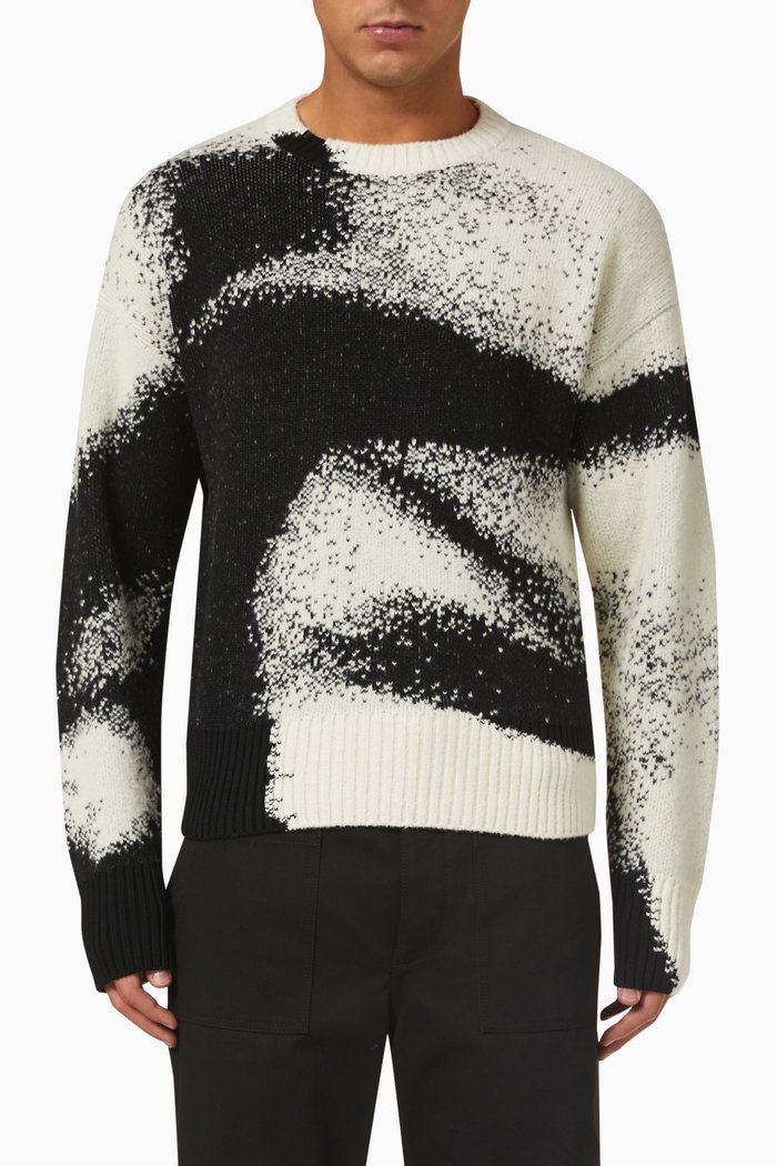 

Bouclé Silhouette Sweater in Wool-cotton Knit, White