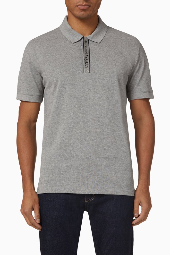 

Selvedge Logo Tape Polo Shirt in Cotton Piqué, White