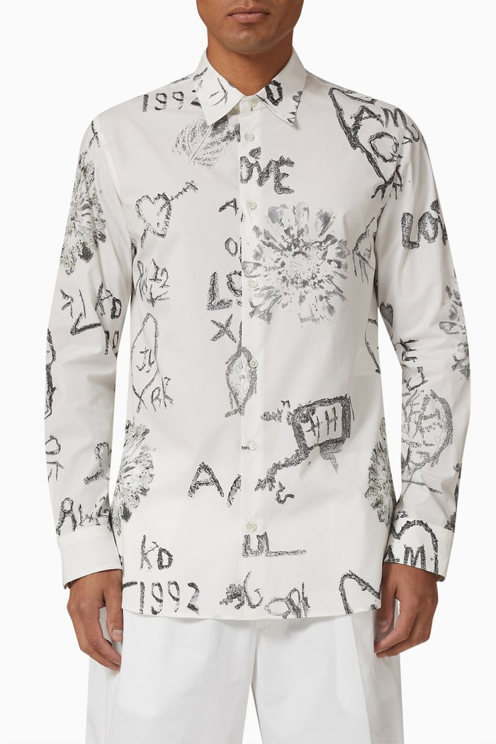 

Printed Shirt in Cotton, White