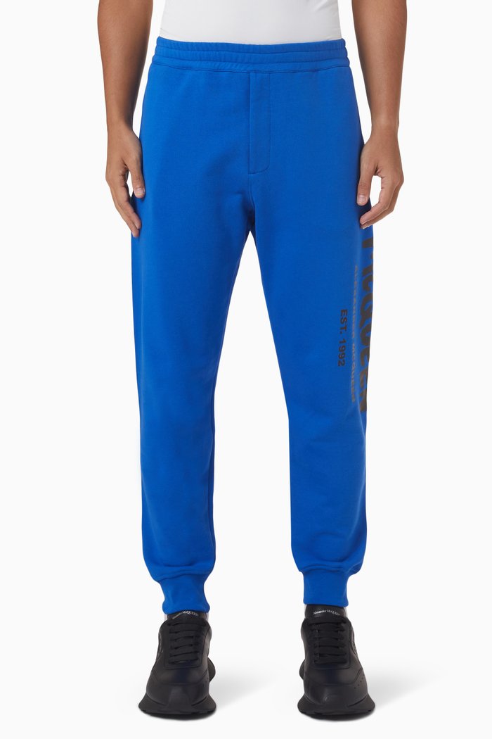 

Logo Print Track Pants in Cotton, Blue