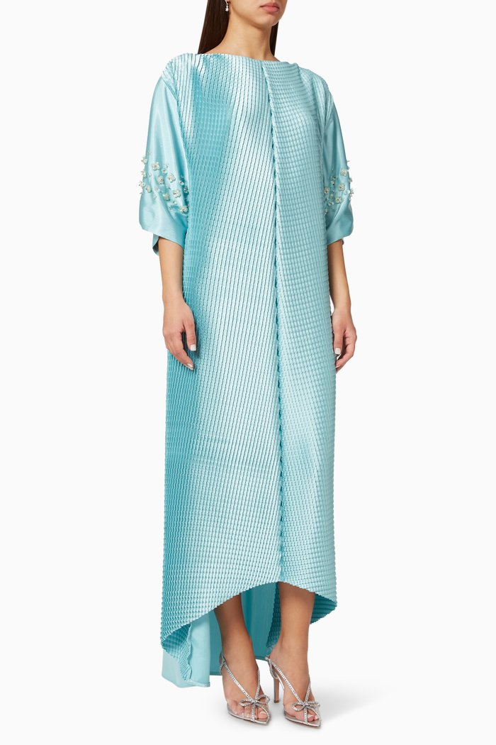 Embellished Dress in Satin, Green