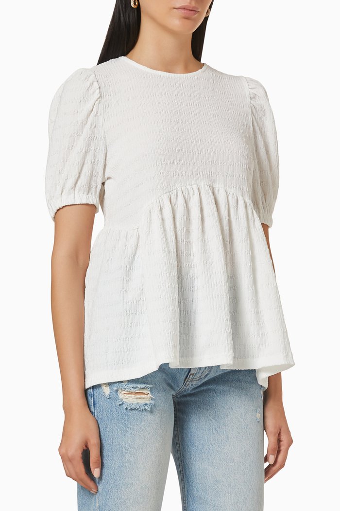 

SLFJanna Peplum Top, White