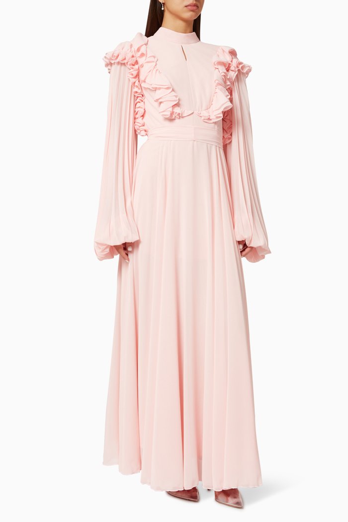 

Ruffle Long Sleeve Dress, Pink