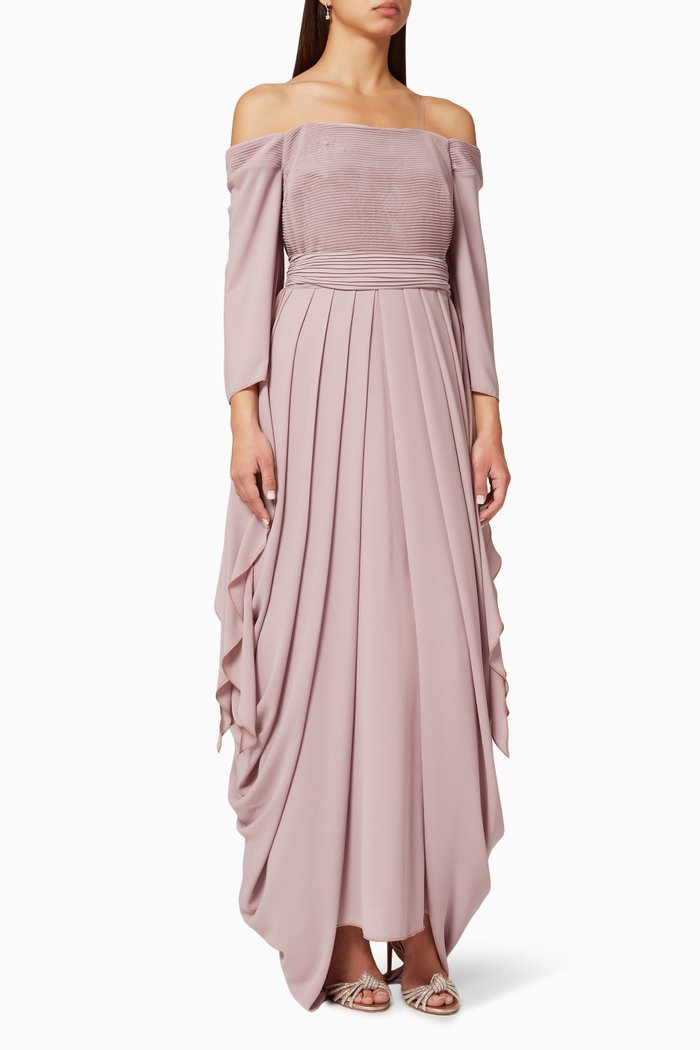

Pleated Draped Dress, Pink