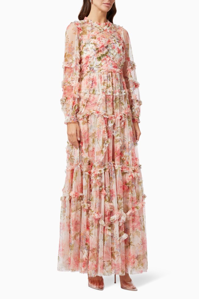 

Summer Song Diamond Ruffle Gown in Tulle, Pink