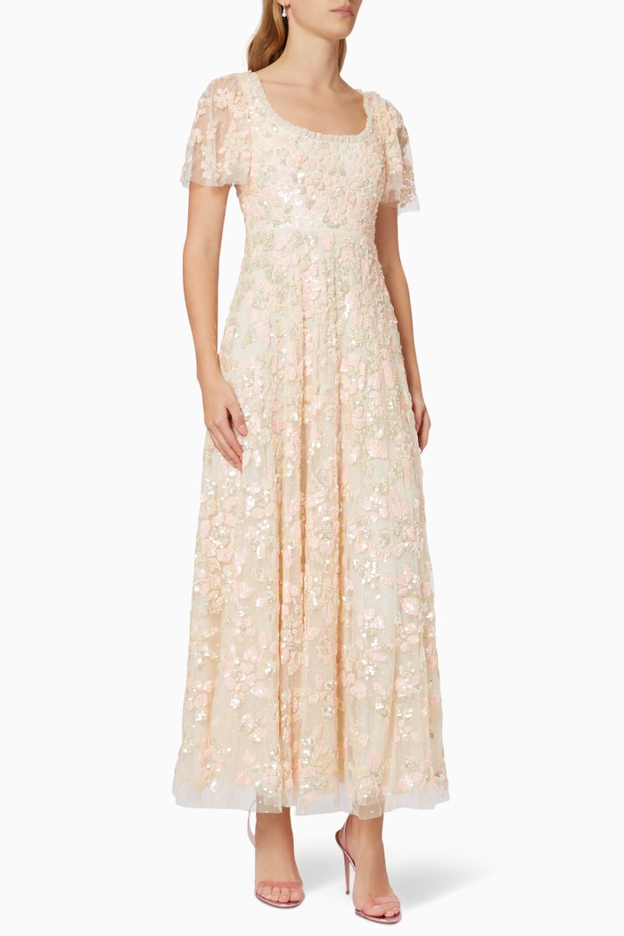 

Mary Rose Scoop Neck Ankle Gown in Tulle, Pink