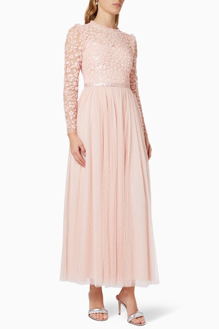 

Amalie Bodice Ankle Gown in Tulle, Purple