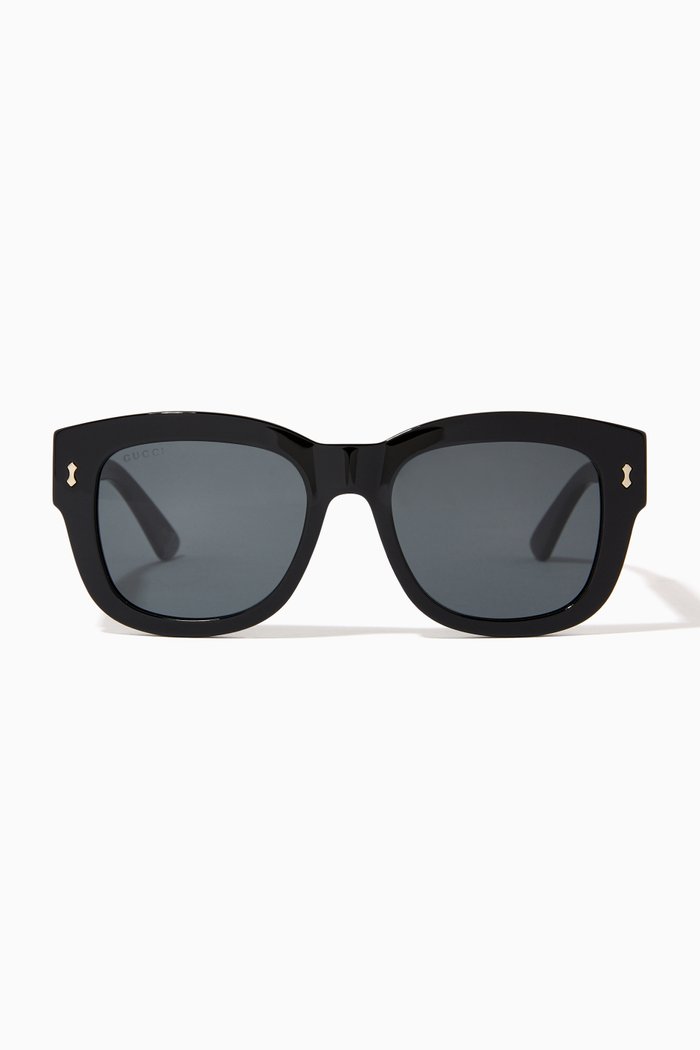 D Frame Sunglasses in Acetate, Black
