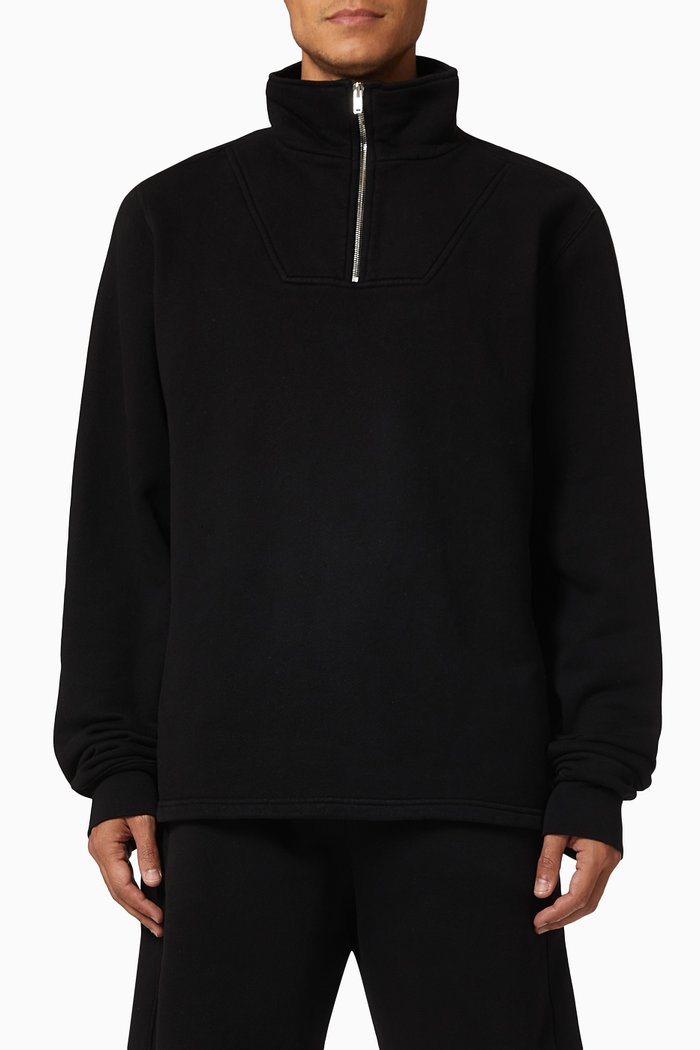Half Zip Yacht Pullover in Cotton, Black