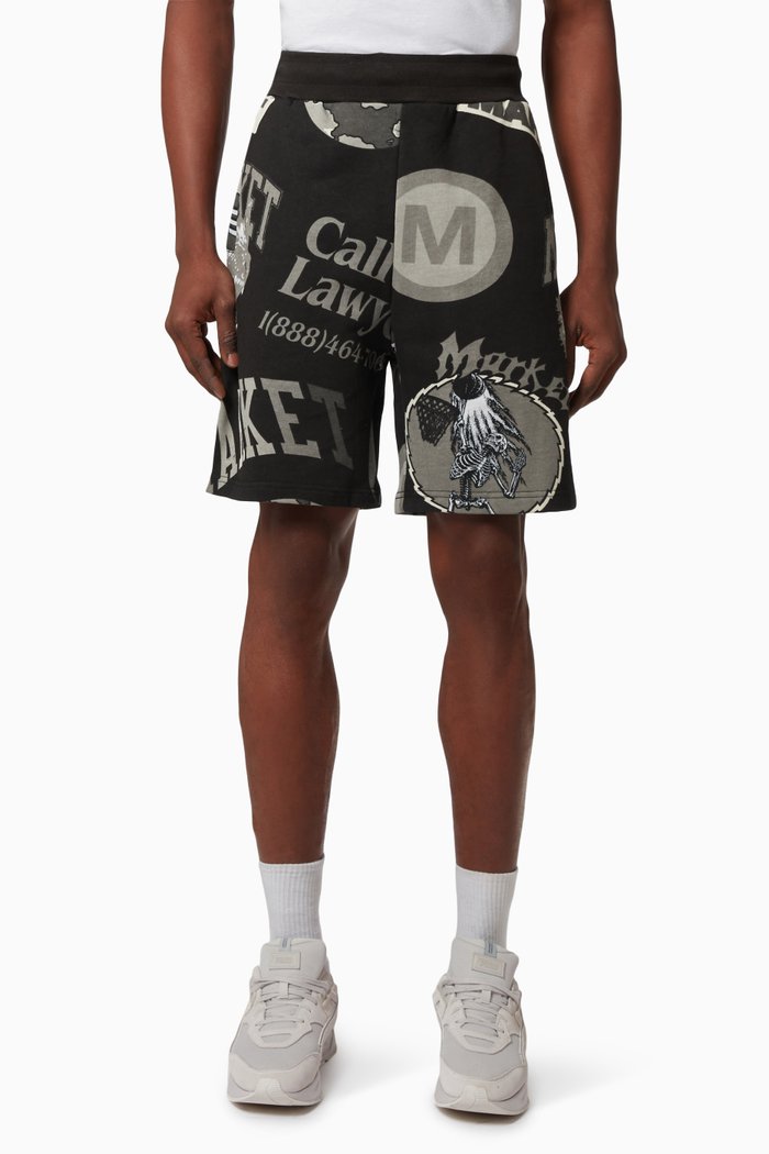

Monogram Grayscale Sweatshorts in Cotton, Black