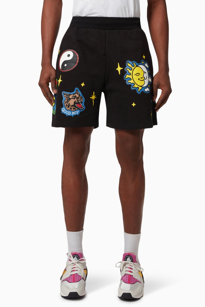 

Smiley Start Within Stars Sweatshorts, Black