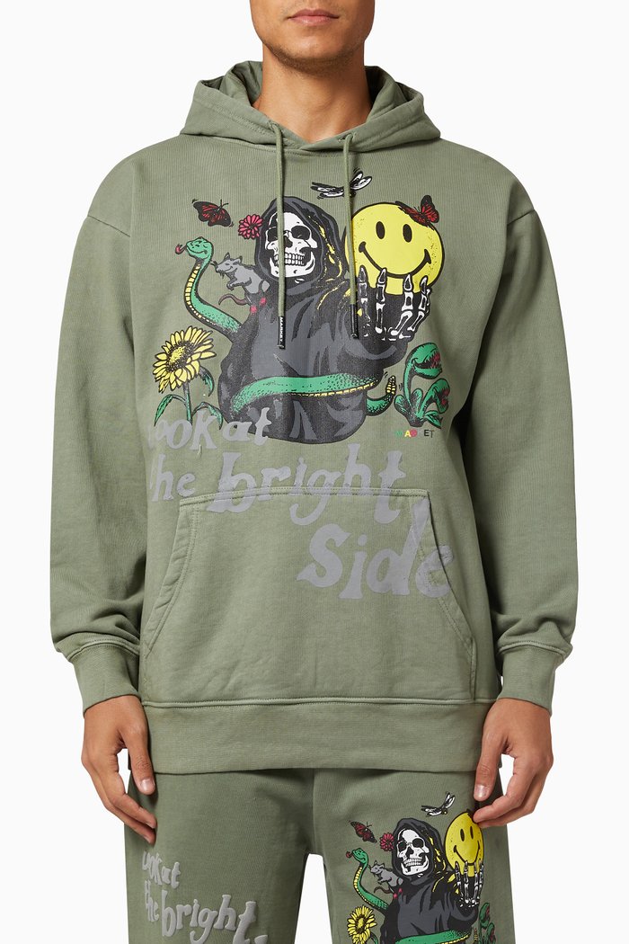 

Smiley Look At The Bright Side Hoodie, Green