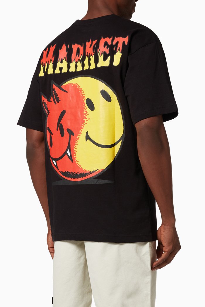 

Smiley Good & Evil T-Shirt in Cotton, Black