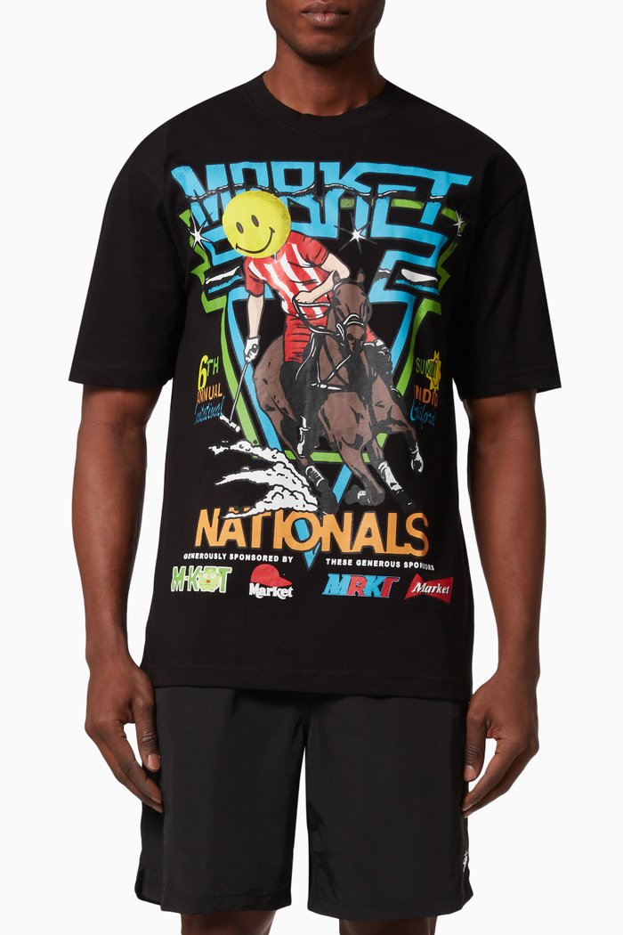 

Smiley Polo Horserace T-Shirt, Black
