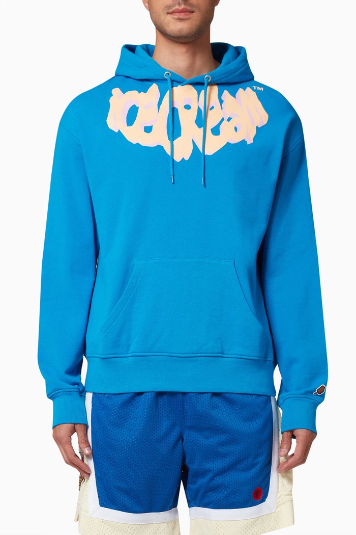 

Drip Logo Hoodie in Cotton, Blue
