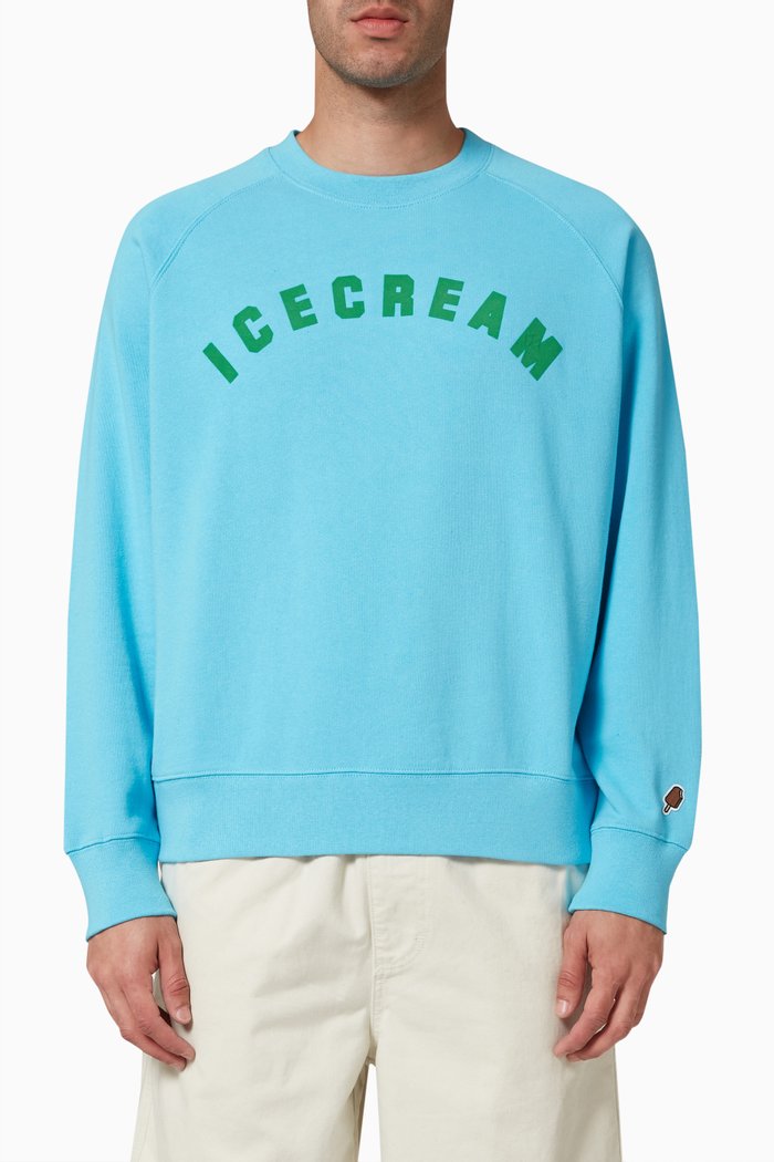

Flock Print Crewneck in Cotton, Blue