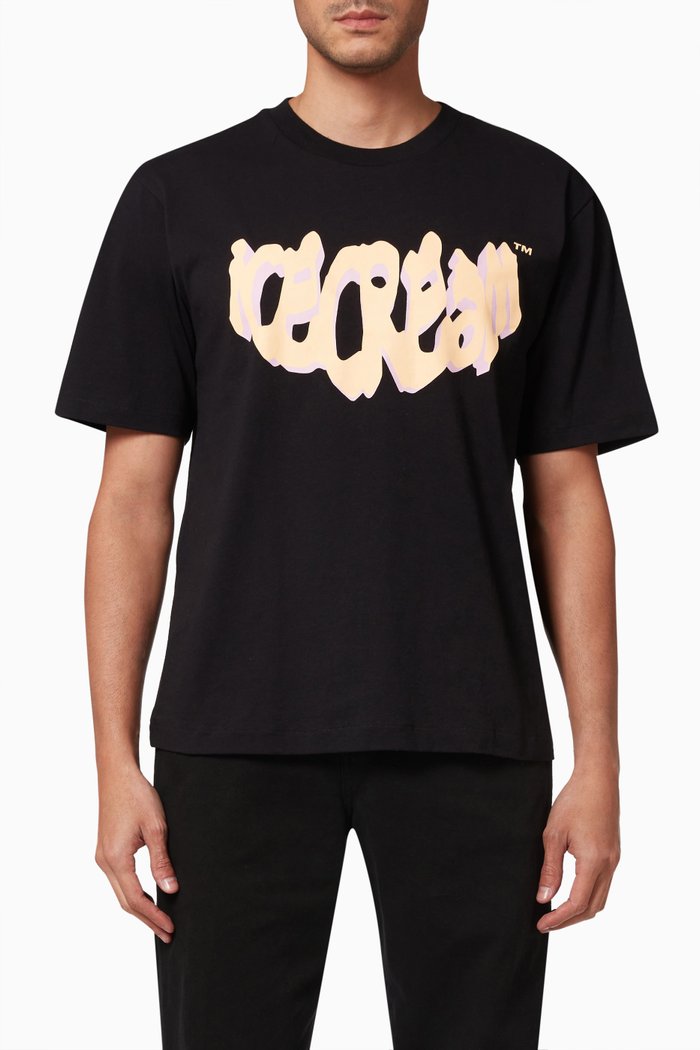 

Drip Logo T-shirt in Cotton, Black