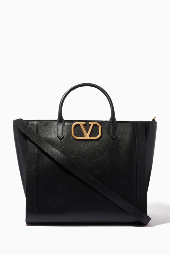 

VLOGO Tote Bag in Leather, Black