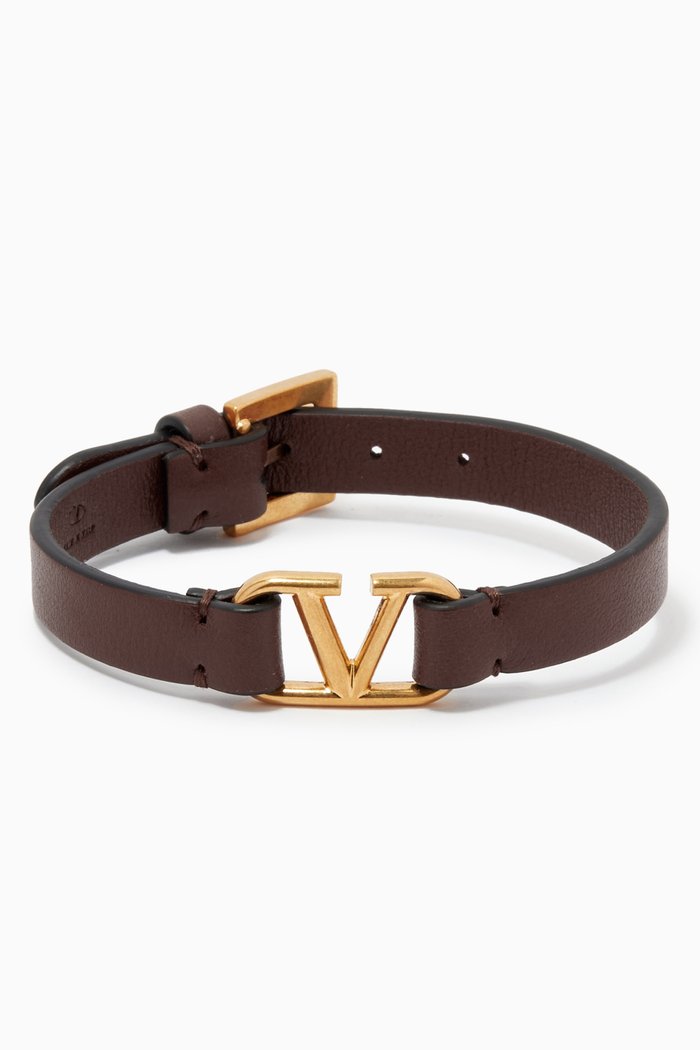 

Valentino Garavani VLOGO Bracelet in Leather, Brown