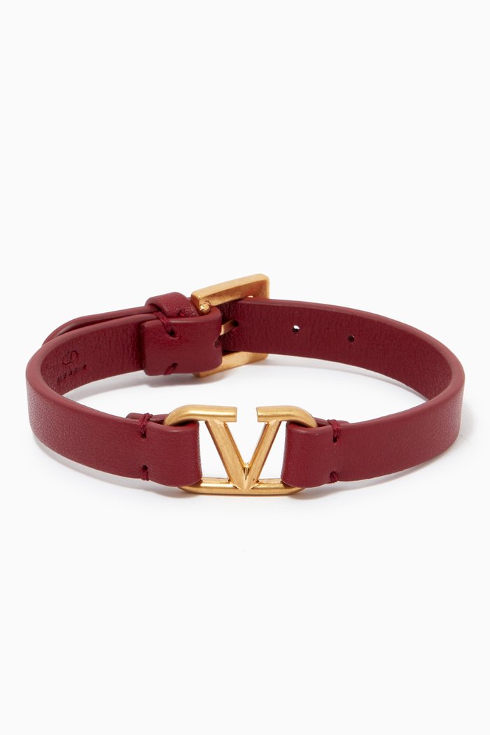 

Valentino Garavani VLOGO Bracelet in Leather, Red