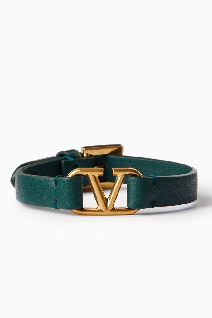 

Valentino Garavani VLOGO Bracelet in Leather, Green
