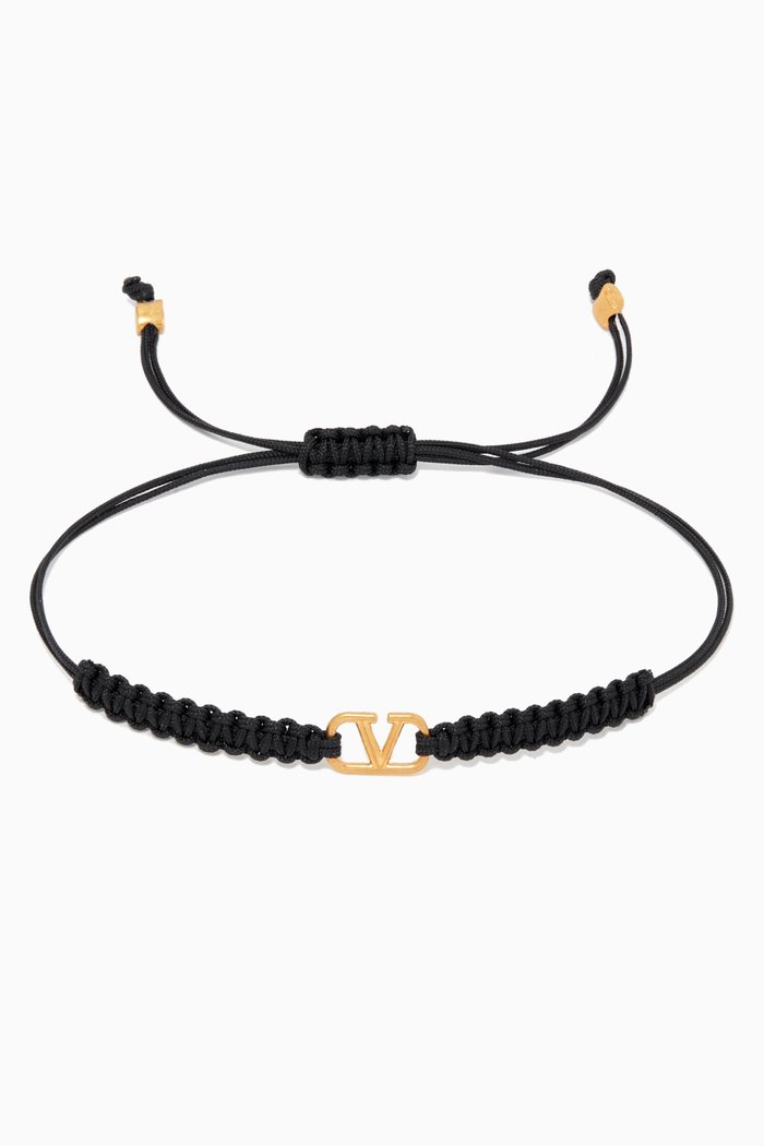 

Valentino Garavani VLOGO Bracelet in Cotton, Black