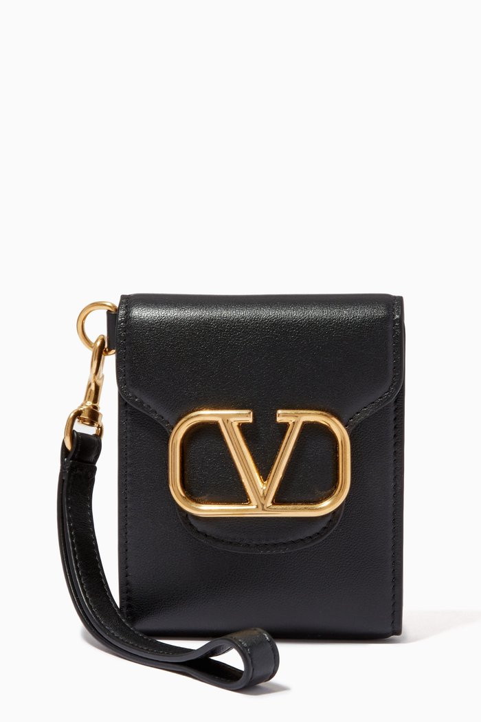 

Valentino Garavani VLOGO Billfold Wallet in Leather, Black