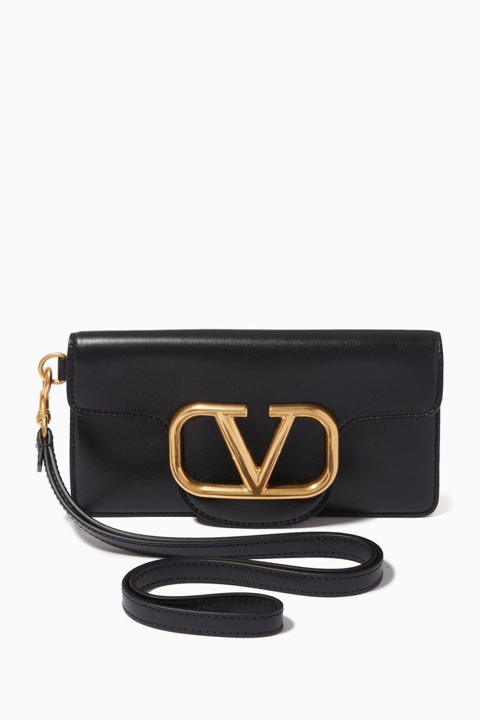 

Valentino Garavani VLOGO Lanyard in Leather, Black