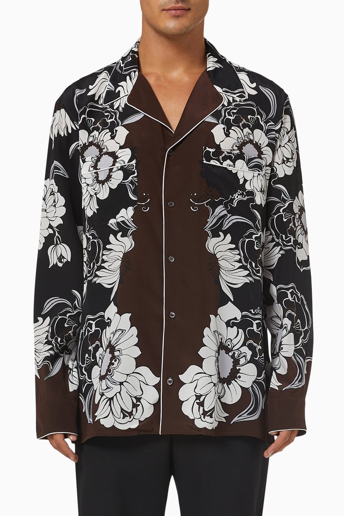 

Daisyland Pyjama Shirt in Silk, Brown