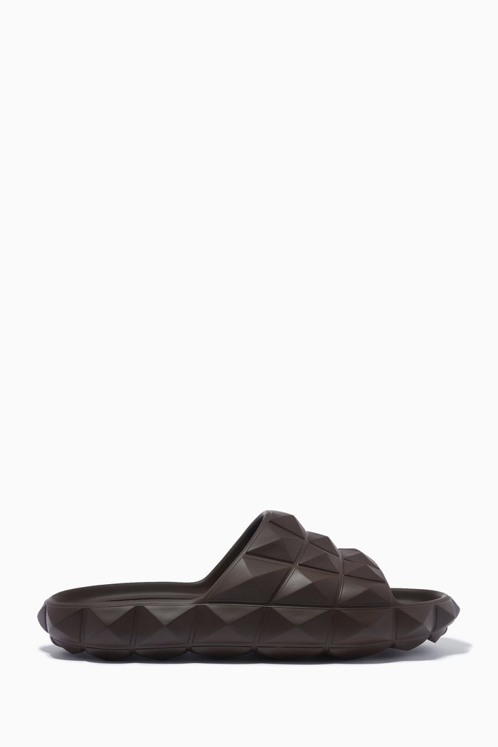 

Roman Stud Turtle Slides in Rubber, Brown