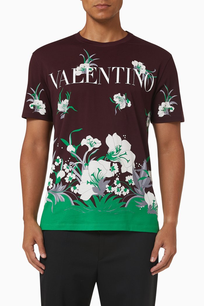 

Street Flowers Tulipop Print T-shirt in Cotton Jersey, Brown
