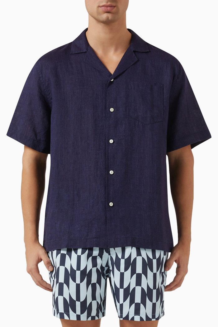 

Angelo Shirt in Linen, Blue