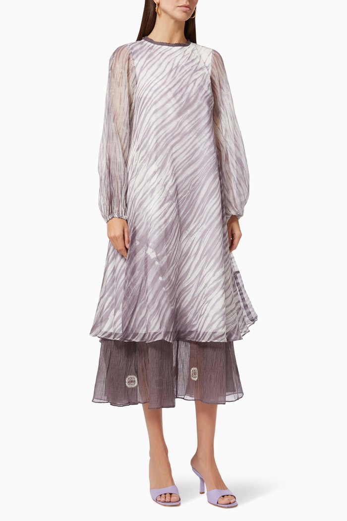 

Mystic Fall Dress in Silk Organza, Purple