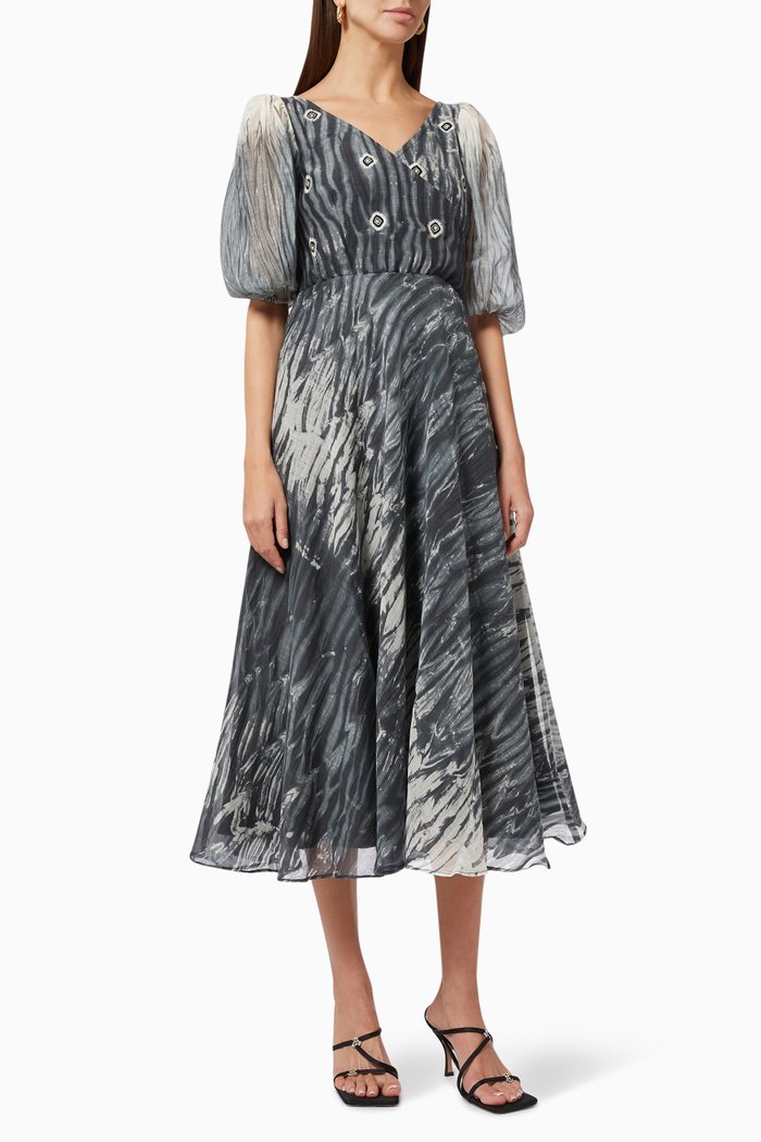 

Orion Star Dress in Silk Organza, Black