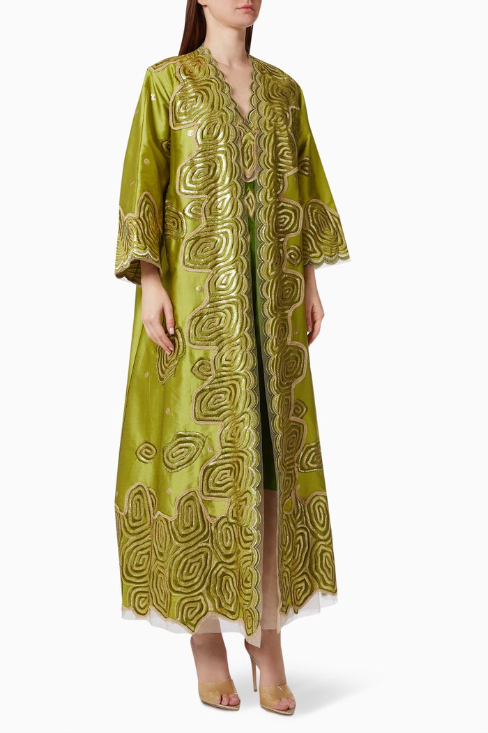 

Lace Trim Abaya Set, Green