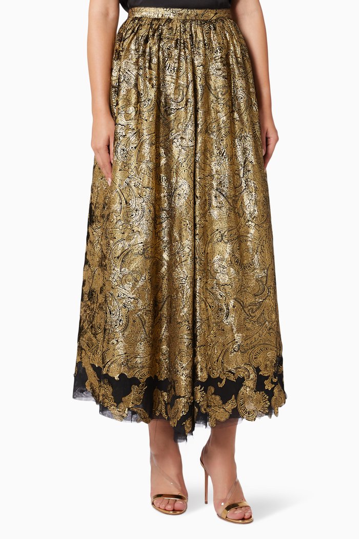 

Lace Midi Skirt, Gold