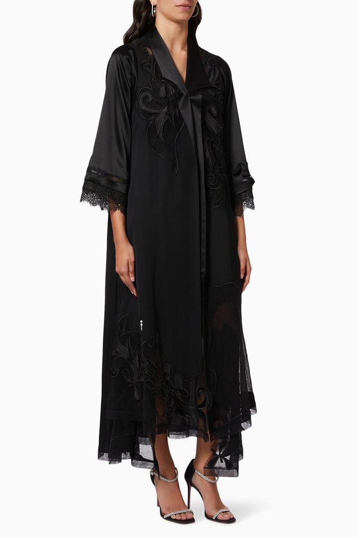 

Lace Sleeve Abaya, Black