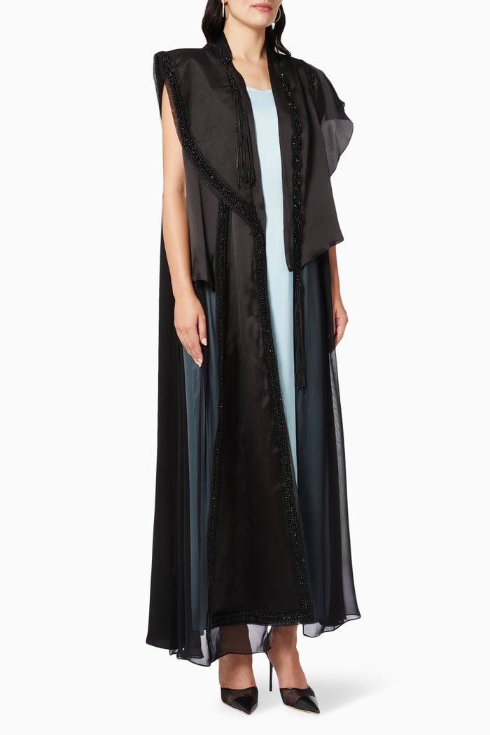 Bead Embellished Abaya, Black