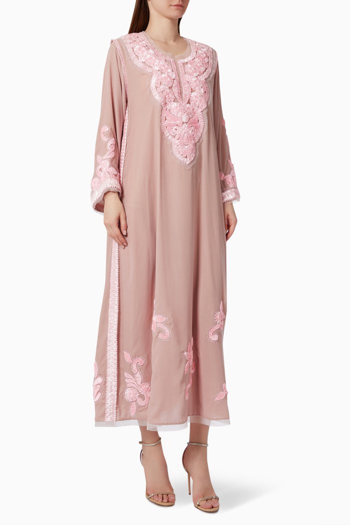 

Embroidered Long Sleeve Jalabiya, Multicolour