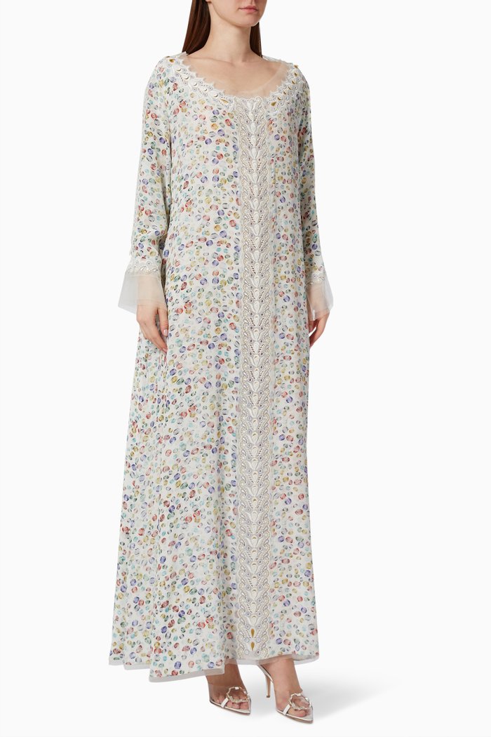 

Double Layered Embroidered Jalabiya, Multicolour