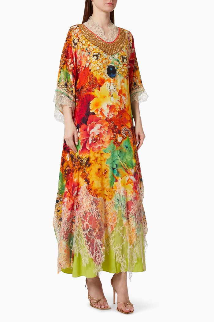 

Lace Trimmed Jalabiya, Multicolour