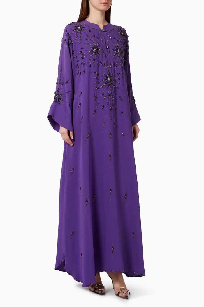 

Zari Embroidered Jalabiya, Purple