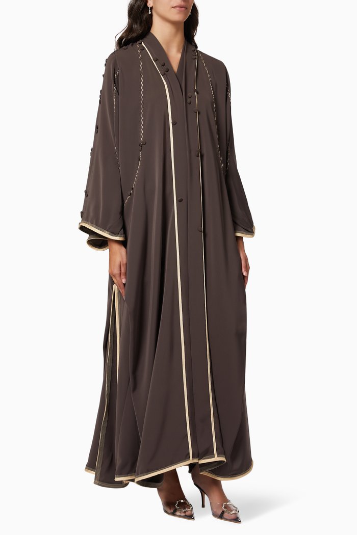 

Double Layered Collar Abaya, Brown