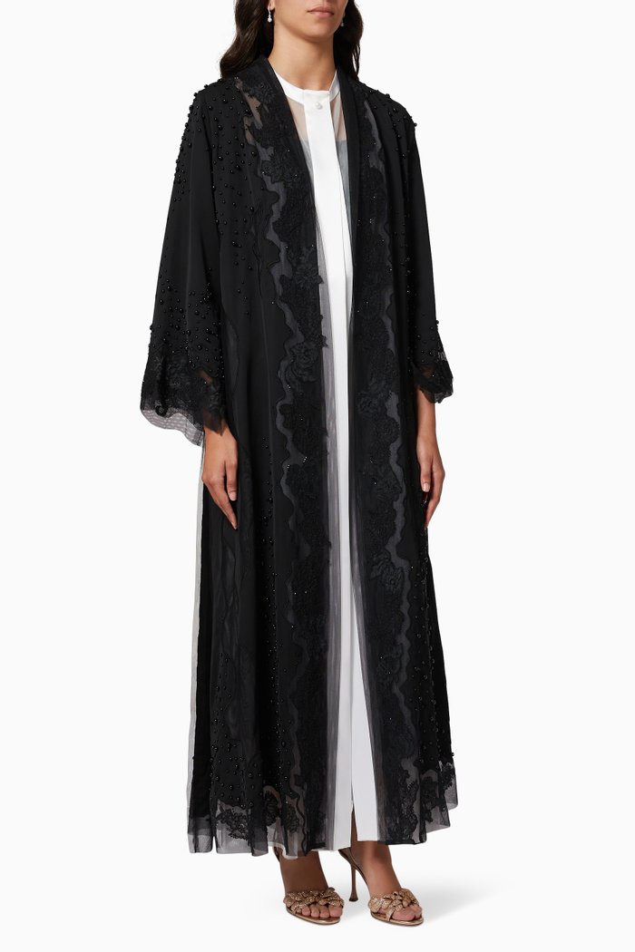 

Embellished Abaya Set, Black