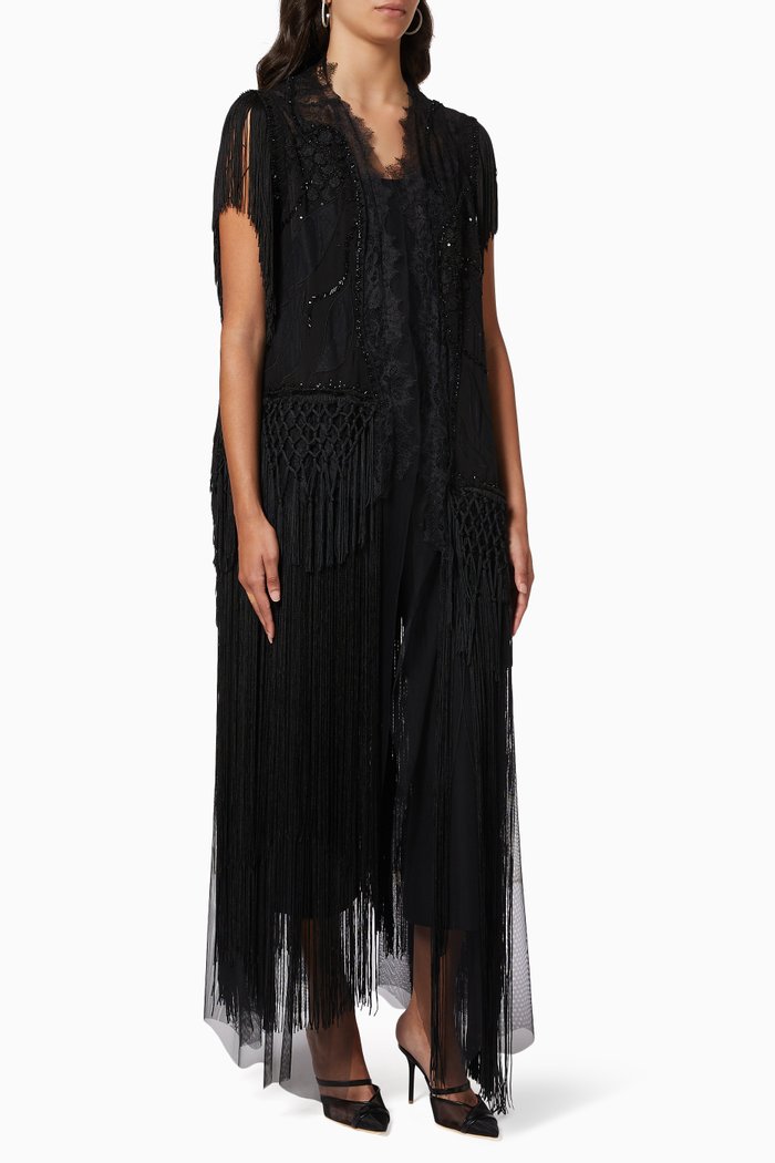 

Hand Embroidered Abaya, Black