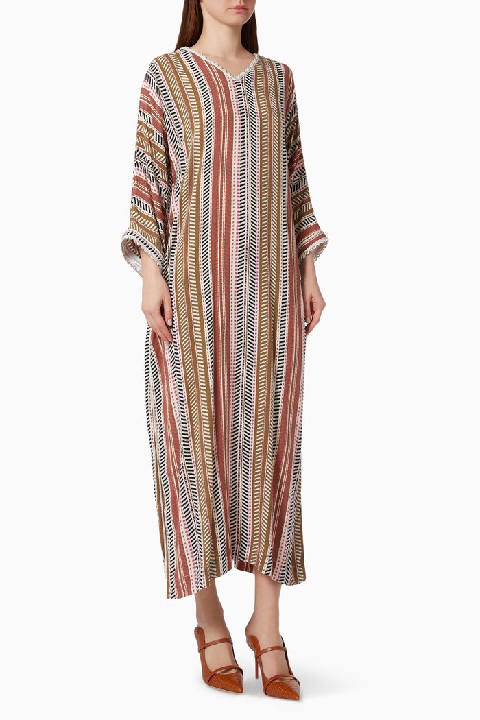 

Lace Trimmed Jalabiya, Multicolour