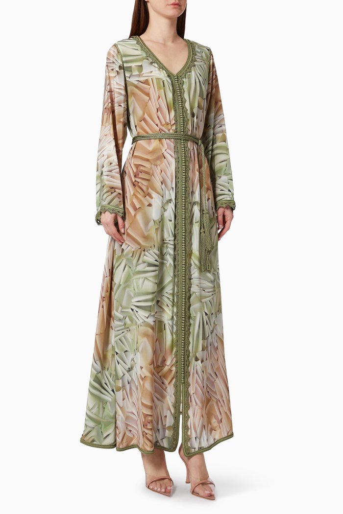 

Printed Long Sleeve Jalabiya, Multicolour